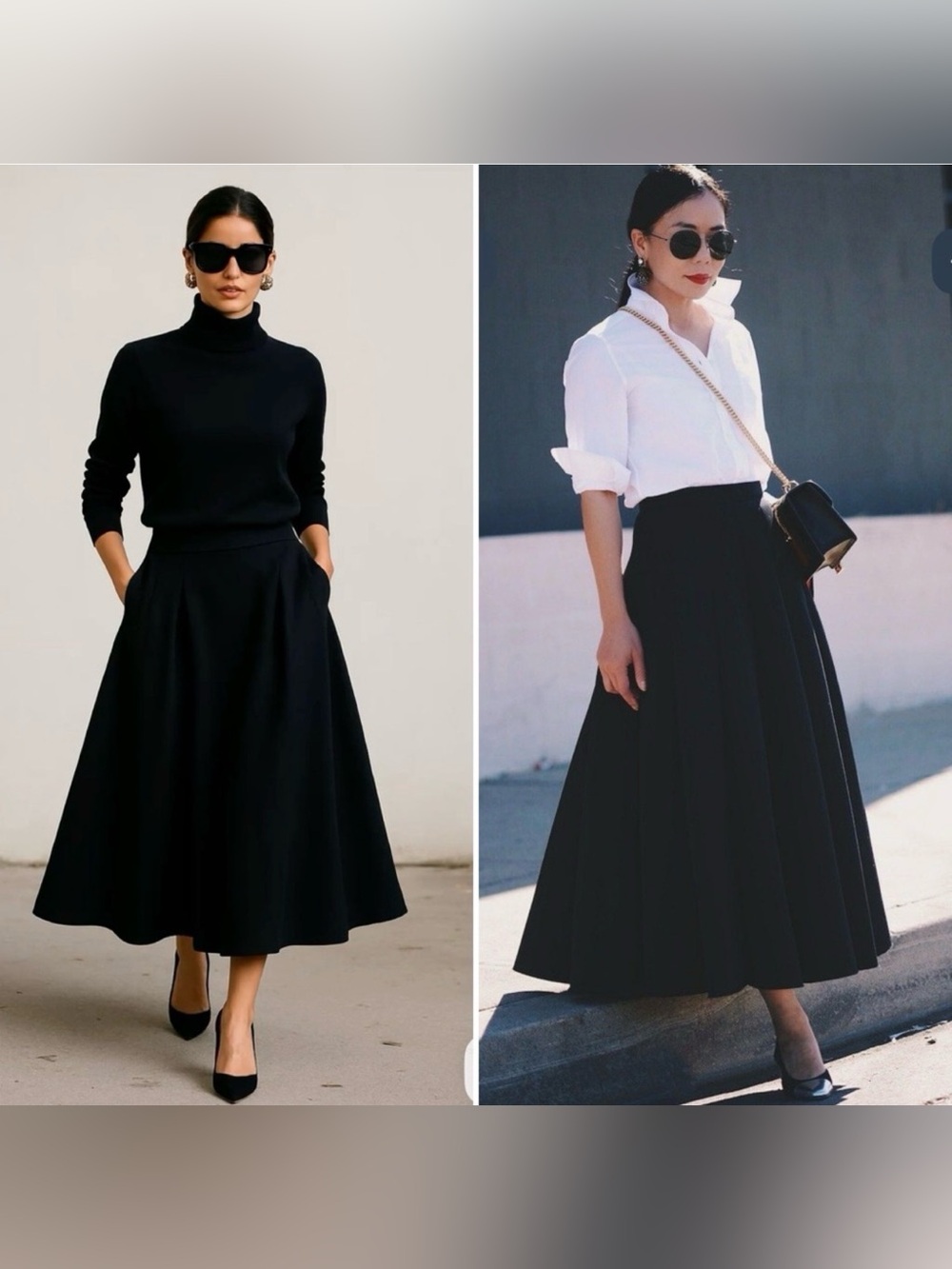 Elegant Black Maxi Skirt — Full A-Line Women's Skirt